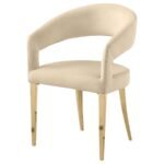 GALIANO VELVET UPHOLSTERED DINING ARM CHAIR BEIGE (SET OF 2) - Image 5