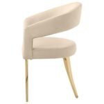GALIANO VELVET UPHOLSTERED DINING ARM CHAIR BEIGE (SET OF 2) - Image 6