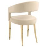 GALIANO VELVET UPHOLSTERED DINING ARM CHAIR BEIGE (SET OF 2) - Image 7