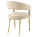 GALIANO VELVET UPHOLSTERED DINING ARM CHAIR BEIGE (SET OF 2) - Image 8