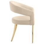 GALIANO VELVET UPHOLSTERED DINING ARM CHAIR BEIGE (SET OF 2) - Image 9