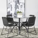 AVIANO 5-PIECE ROUND GLASS TOP DINING TABLE SET GUNMETAL