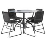 AVIANO 5-PIECE ROUND GLASS TOP DINING TABLE SET GUNMETAL - Image 2