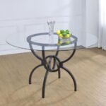 AVIANO ROUND 48-INCH GLASS TOP METAL DINING TABLE GUNMETAL - Image 2