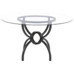 AVIANO ROUND 48-INCH GLASS TOP METAL DINING TABLE GUNMETAL - Image 3