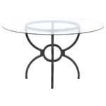 AVIANO ROUND 48-INCH GLASS TOP METAL DINING TABLE GUNMETAL - Image 4