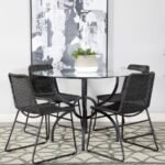 AVIANO ROUND 48-INCH GLASS TOP METAL DINING TABLE GUNMETAL - Image 9