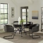 AVIANO ROUND 48-INCH GLASS TOP METAL DINING TABLE GUNMETAL - Image 10