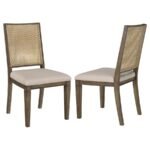 MATISSE WOVEN RATTAN BACK DINING SIDE CHAIR BROWN (SET OF 2)