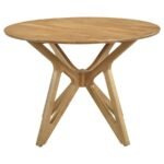 ELOWEN 5-PIECE ROUND SOLID WOOD DINING SET LIGHT WALNUT - Image 4