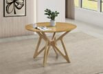 ELOWEN ROUND 42-INCH SOLID WOOD DINING TABLE LIGHT WALNUT - Image 2