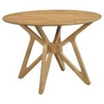 ELOWEN ROUND 42-INCH SOLID WOOD DINING TABLE LIGHT WALNUT