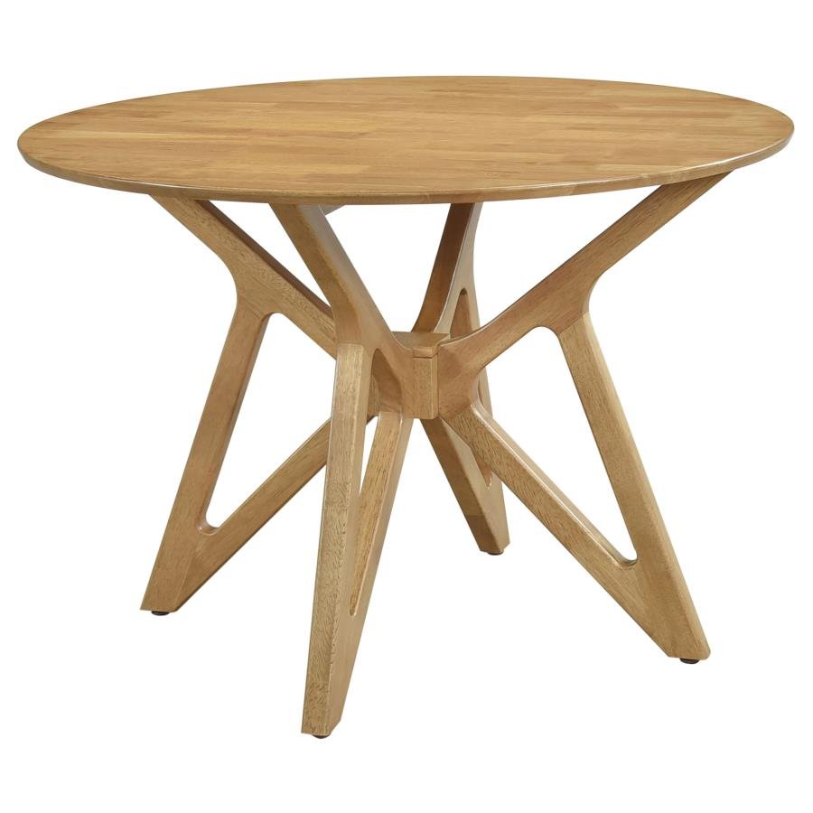 108440_02x900.jpg ELOWEN ROUND 42-INCH SOLID WOOD DINING TABLE LIGHT WALNUT - Image 1