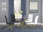 BECKHAM ROUND 46-INCH GLASS TOP DINING TABLE BRASS - Image 5