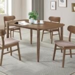 DORTCH 5-PIECE OVAL SOLID WOOD DINING SET WALNUT