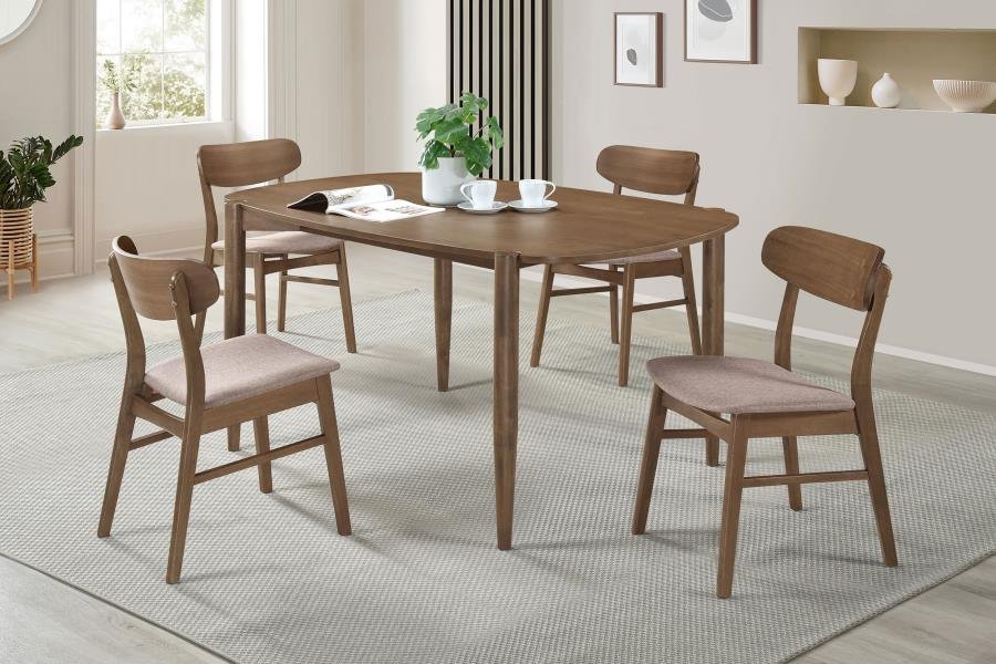 108461-S5_01x900.jpg DORTCH 5-PIECE OVAL SOLID WOOD DINING SET WALNUT - Image 1