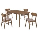 DORTCH 5-PIECE OVAL SOLID WOOD DINING SET WALNUT - Image 2