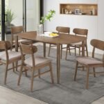 DORTCH 7-PIECE OVAL SOLID WOOD DINING SET WALNUT