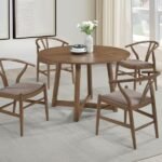 DINAH 5-PIECE ROUND SOLID WOOD DINING SET WALNUT