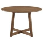 DINAH 5-PIECE ROUND SOLID WOOD DINING SET WALNUT - Image 4