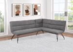 DODSON FABRIC UPHOLSTERED L-SHAPED NOOK DINING BENCH GREY - Image 2