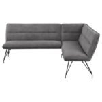 DODSON FABRIC UPHOLSTERED L-SHAPED NOOK DINING BENCH GREY - Image 3