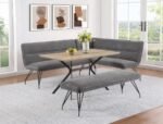 DODSON FABRIC UPHOLSTERED L-SHAPED NOOK DINING BENCH GREY - Image 9