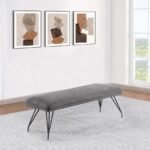 DODSON FABRIC UPHOLSTERED DINING BENCH GREY - Image 2