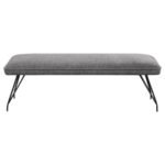 DODSON FABRIC UPHOLSTERED DINING BENCH GREY - Image 3