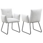 ACKLAND UPHOLSTERED DINING ARM CHAIR LIGHT GREY (SET OF 2)