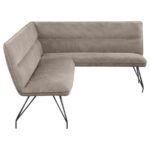 DODSON FABRIC UPHOLSTERED L-SHAPED NOOK DINING BENCH TAUPE - Image 6