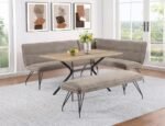 DODSON FABRIC UPHOLSTERED L-SHAPED NOOK DINING BENCH TAUPE - Image 9
