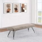 DODSON FABRIC UPHOLSTERED DINING BENCH TAUPE - Image 2