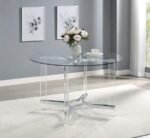 KEELING 47-INCH ROUND GLASS TOP ACRYLIC DINING TABLE CHROME - Image 2