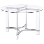 KEELING 47-INCH ROUND GLASS TOP ACRYLIC DINING TABLE CHROME