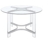 KEELING 47-INCH ROUND GLASS TOP ACRYLIC DINING TABLE CHROME - Image 3