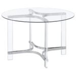 KEELING 47-INCH ROUND GLASS TOP ACRYLIC DINING TABLE CHROME - Image 4