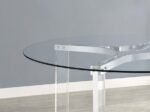 KEELING 47-INCH ROUND GLASS TOP ACRYLIC DINING TABLE CHROME - Image 6