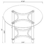 KEELING 47-INCH ROUND GLASS TOP ACRYLIC DINING TABLE CHROME - Image 7
