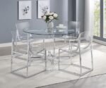 KEELING 47-INCH ROUND GLASS TOP ACRYLIC DINING TABLE CHROME - Image 8