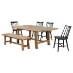 MIDDLETON 6-PIECE EXTENSION LEAF DINING SET BROWN AND BLACK - Image 2
