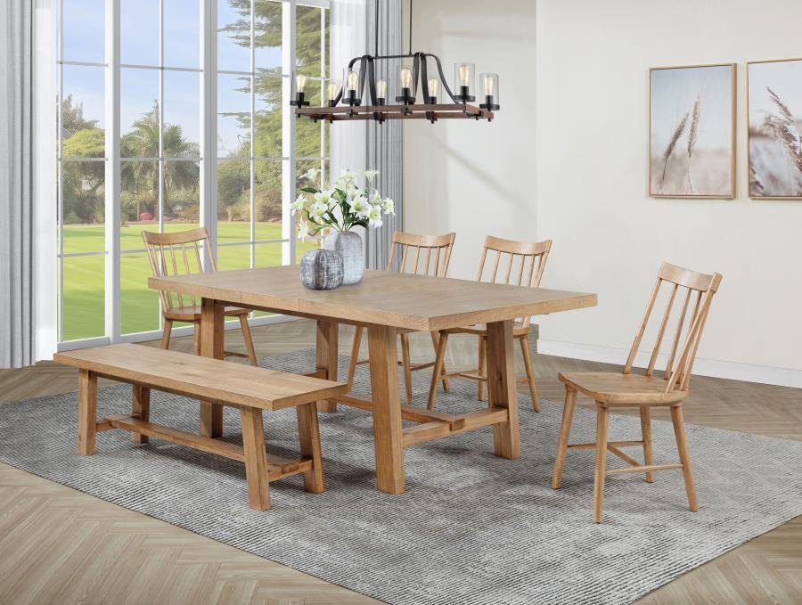 108540-S6N_01x900.jpg MIDDLETON 6-PIECE EXTENSION LEAF DINING SET NATURAL BROWN - Image 1