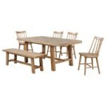 MIDDLETON 6-PIECE EXTENSION LEAF DINING SET NATURAL BROWN - Image 2