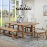MIDDLETON 6-PIECE EXTENSION LEAF DINING SET BROWN AND BEIGE