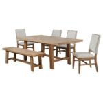 MIDDLETON 6-PIECE EXTENSION LEAF DINING SET BROWN AND BEIGE - Image 2