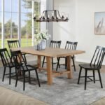 MIDDLETON 7-PIECE EXTENSION LEAF DINING SET BROWN AND BLACK