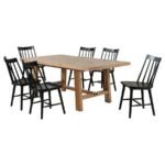 MIDDLETON 7-PIECE EXTENSION LEAF DINING SET BROWN AND BLACK - Image 2