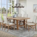 MIDDLETON 7-PIECE EXTENSION LEAF DINING SET BROWN AND BEIGE