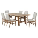 MIDDLETON 7-PIECE EXTENSION LEAF DINING SET BROWN AND BEIGE - Image 2