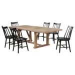 MIDDLETON 7-PIECE EXTENSION LEAF DINING SET BROWN AND BLACK - Image 2